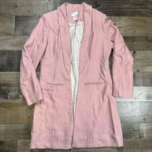 Soft Surroundings Women’s Size Small Duster Coat Lined Pink Jacket Faux Pockets